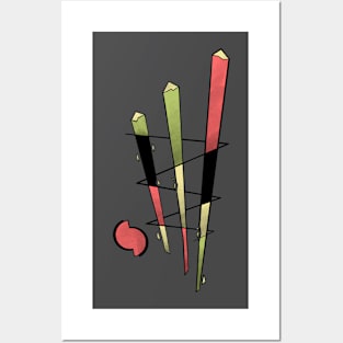 Three Geometric Bamboo Posters and Art